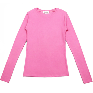粉红色圆领打底衫女2025秋冬装新款洋气内搭长袖t恤修身性感上衣