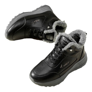 红蜻高帮女士棉鞋冬款加绒保暖防滑厚底休闲中老年人妈妈奶奶鞋子