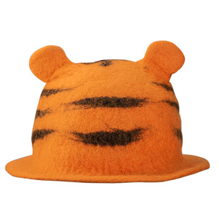 树可尼泊尔纯羊毛毡老虎帽可爱手工帽子女渔夫帽秋冬水桶帽新年礼