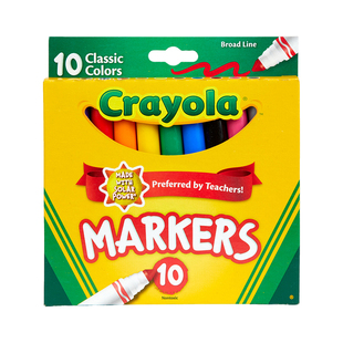 绘儿乐Crayola10色粗杆粗头幼儿园专用水彩笔大墨量无毒好抓握款