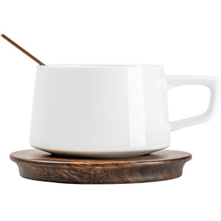 伊文陶瓷 咖啡杯杯碟套装陶瓷搅拌杯高档精致轻奢拿铁杯子礼盒装