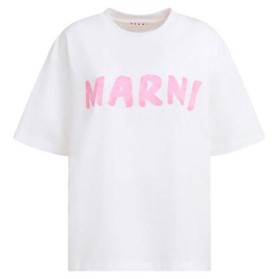 【12期免息】MARNI 女士LOGO印花短袖圆领T恤