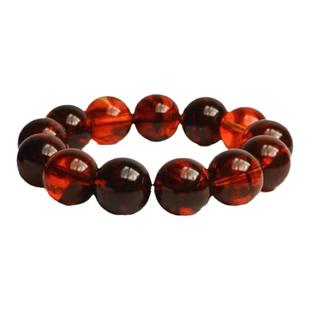 正品天然琥珀手串男女款缅甸血丝珀血珀手链单圈带纹路保真配证书