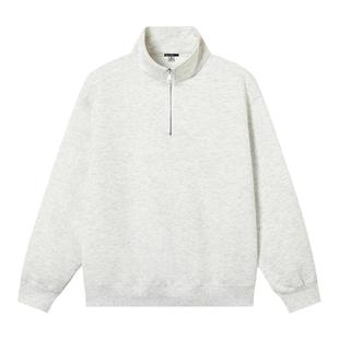 丛林老虎纯色立领重磅加厚卫衣男女秋冬休闲宽松运动衫半拉链外套