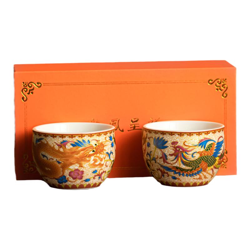 珐琅彩陶瓷茶杯茶具礼盒套装