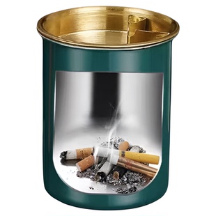 防灰飞烟灰缸不锈钢家用带盖创意漏斗个性客厅卧室防摔烟灰缸防风