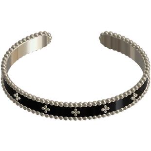 KLINKLIN十字架黑色手镯女小众高级感原创设计复古ins风镀真金