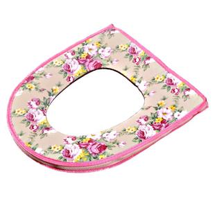 舒服猫马桶垫棉麻印花四季通用拉链款夏季家用可水洗坐便套圈垫子