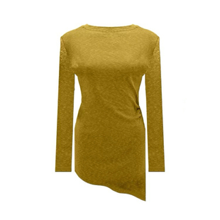 瑜伽服女中长款遮臀收腰开叉长袖修身圆领跑步普拉提训练运动上衣