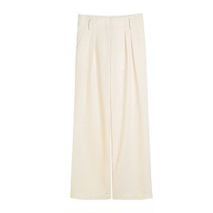 BACK TIMES初时早春女温柔精致百搭休闲裤西裤双褶裥设计时尚长裤