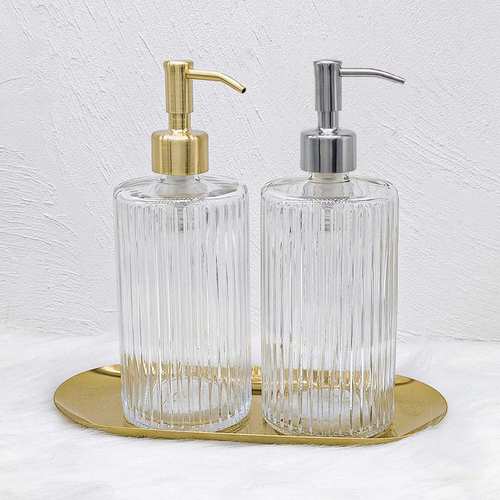 轻奢不锈钢按压式分装瓶玻璃洗手液洗发水沐浴露卫浴皂液乳液瓶