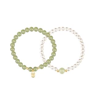 S925纯银天然和田玉施家珍珠手链女高级感叠戴手串送女友闺蜜礼物