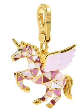 撞色立体独角兽吊坠毛衣链女秋冬