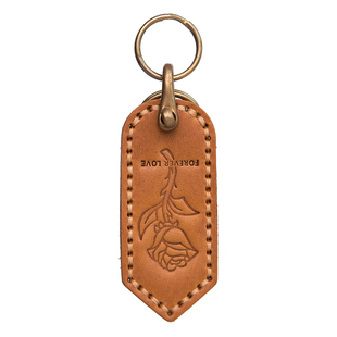 DIY材料包 令牌型钥匙扣 复古擦蜡皮 纯铜马蹄扣 支持刻字