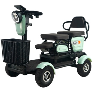 小巴士老年四轮电动车C5双人座残疾人老年代步车电动四轮车老头乐