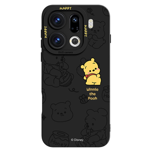 维尼熊适用oppoFindX9pro手机壳findx9新款保护套FindX8s+十液态硅胶x7Ultra全包镜头6防摔5卡通0pp0黑色外壳