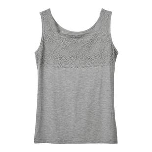 莫代尔薄款蕾丝吊带背心女内搭打底衫无袖纯色修身防走光大码显瘦