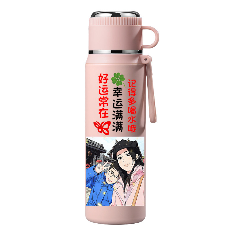 生日礼物订做儿童保温杯316不锈定制印照片学生便携水杯带吸管女