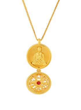 纯银新中式罗盘黄金锁骨链本命年