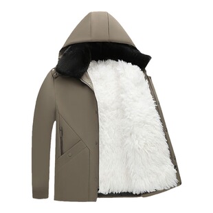 羊皮棉衣花皮袄羊毛棉袄男士皮毛一体中老年长款加厚冬季羊毛外套