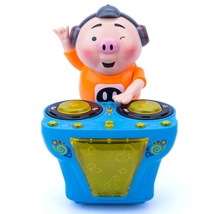 充电版 DJ猪小屁儿童玩具 打碟猪可爱走动男孩多功能灯光音乐玩具