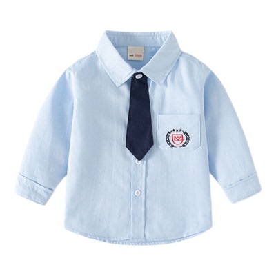 男童纯棉时尚夏季百搭长袖衬衫