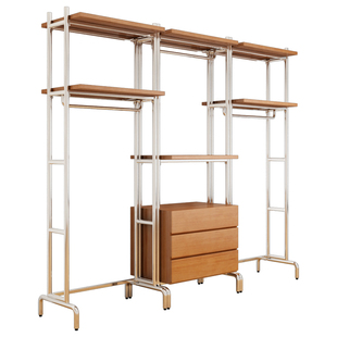 金属衣柜实木2026新款爆款卧室家用铁艺钢架结构洞洞板衣帽间定制