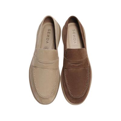 森达乐福老钱风休闲羊皮豆豆皮鞋