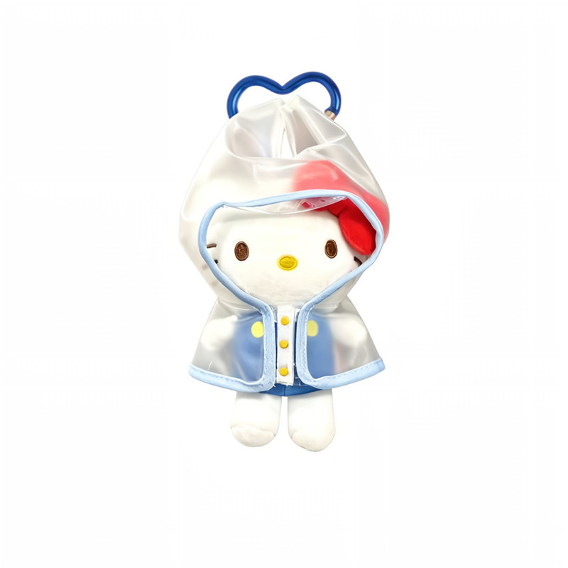 正版HelloKitty透明雨衣包挂件可爱毛绒玩偶钥匙扣KT猫书包小挂饰