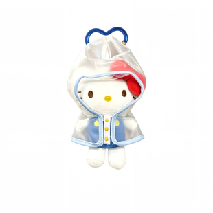 正版HelloKitty透明雨衣包挂件可爱毛绒玩偶钥匙扣KT猫书包小挂饰