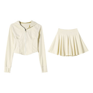 壁球运动服套装2025新款女生跑步速干百褶网球短裙健身衣瑜伽外套