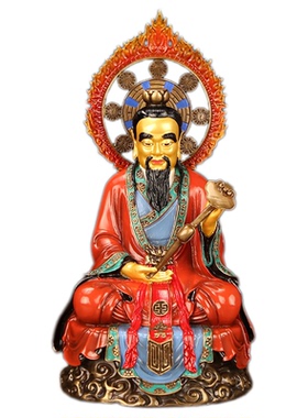 铜三清祖师神像一套彩绘供奉摆件