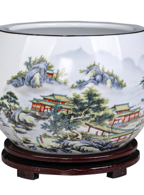 高档大号山水画聚宝盆摆件办公室