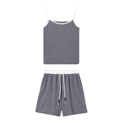 THESOONG细千鸟格小吊带背心套装