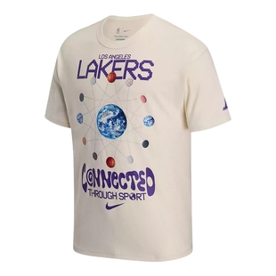 NIKE耐克洛杉矶湖人队NBA球衣男子棉质宽松T恤秋季新款HQ1311-901