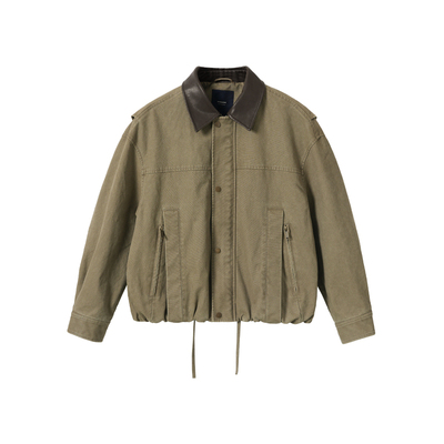 NYHSUGOO/南乙春季重磅100%棉珠帆水洗夹克复古撞色3820男士外套