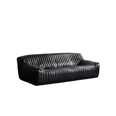 就坐设集定型海绵落地黑色皮沙发