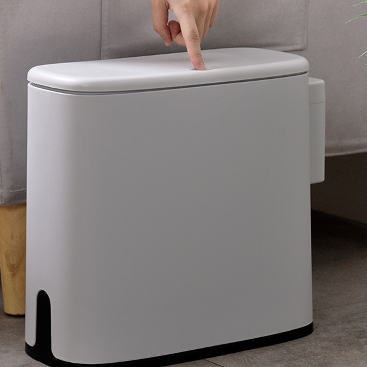 1卫生间厨房垃圾桶带盖客厅式盖厕所夹缝卧室收纳味有按压筒桶除