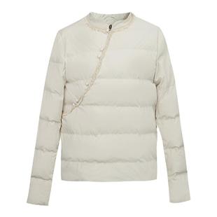 纻衣复古温婉文艺短款羽绒棉服女斜襟立领荷叶边2025冬季保暖外套