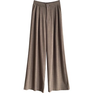 复古慵懒风高级感压褶山本西装阔腿裤女春宽松垂感拖地休闲直筒裤