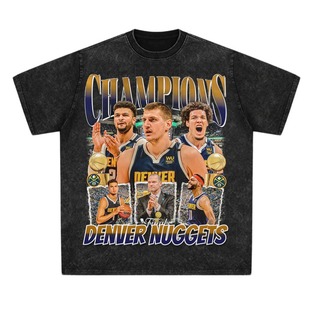 掘金尼古拉约基奇Nikola Jokic印花美式高街篮球衣复古短袖T恤男