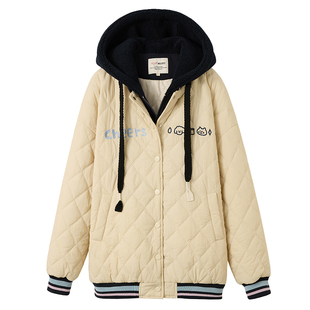 初中学生棉衣外套短款加厚休闲少女冬装新款高中生假两件棉服棉袄