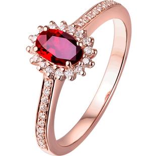 蜜安琪 戴妃款1克拉鸽血红天然红宝石戒指女18k金镶嵌钻 珠宝定制