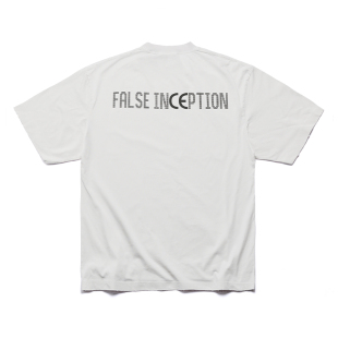 False Inception水泥白CE标志纯棉原创基础百搭小领口宽松短袖T恤