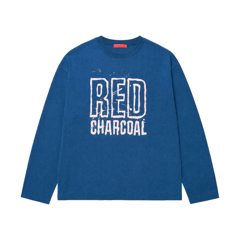 REDCHARCOAL红炭330g重磅纯棉手绘印花长袖T恤男秋季美式情侣上衣