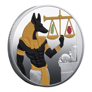 古埃及阿努比斯法老彩色金属纪念阿努比斯天枰纪念币文创硬币礼品