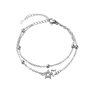 双层叠戴星星手链女生轻奢小众精致手环女款手镯钛钢闺蜜学生网红