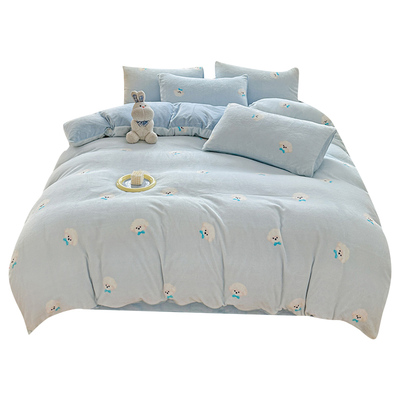 双面牛奶绒四件套加厚被套冬季珊瑚绒床上用品加绒保暖法兰绒床单