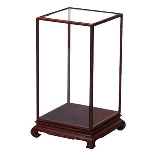 红酸枝红木玻璃罩佛像龛工艺品摆件木雕防尘罩宝笼展示盒透明定制