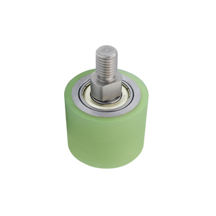 立式导向包胶滚筒聚氨酯包胶轮外螺纹轴心型滑轮无动力输送带胶辊